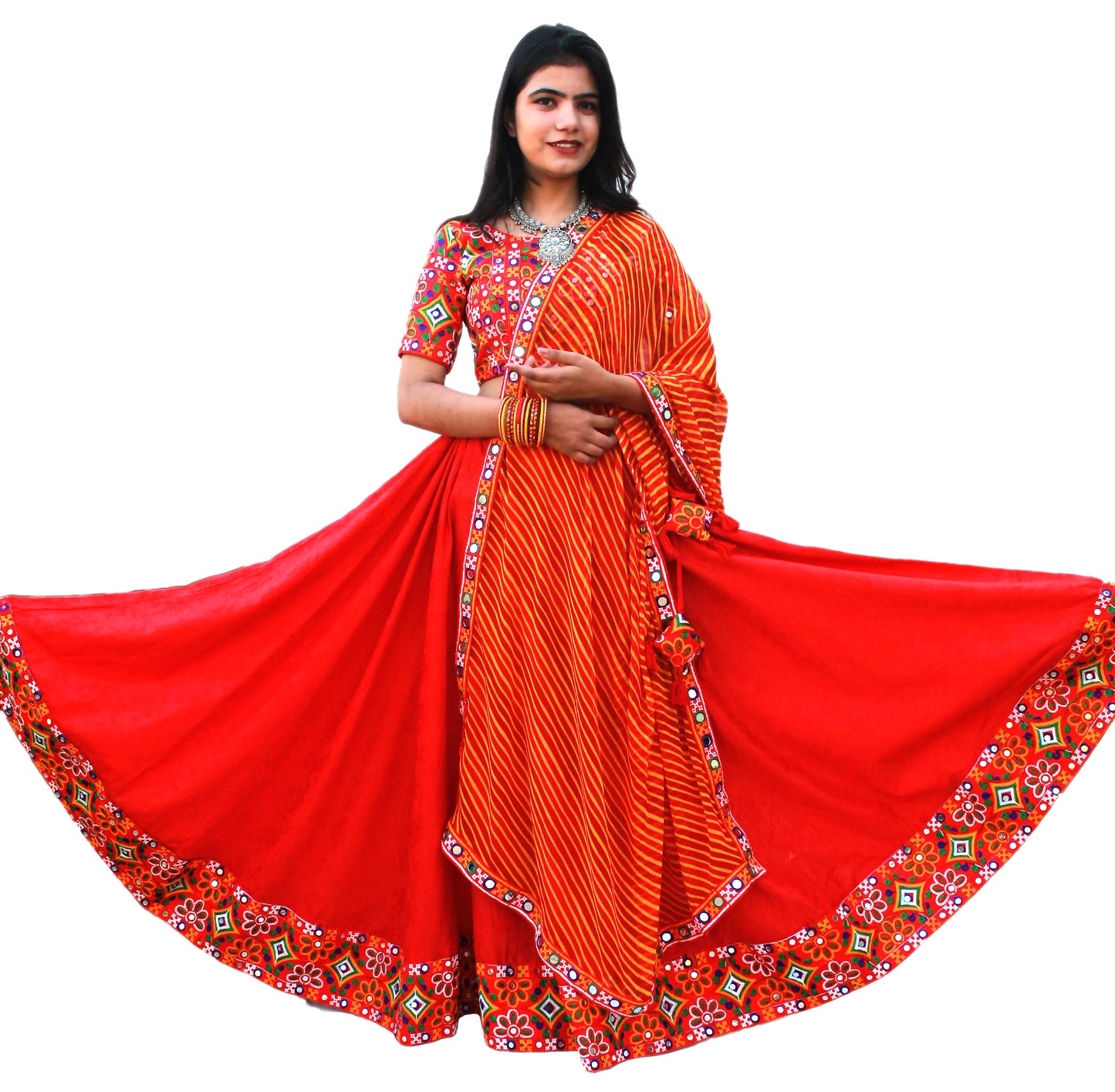 Red Gujarati Chaniya Choli/Lehenga Dress