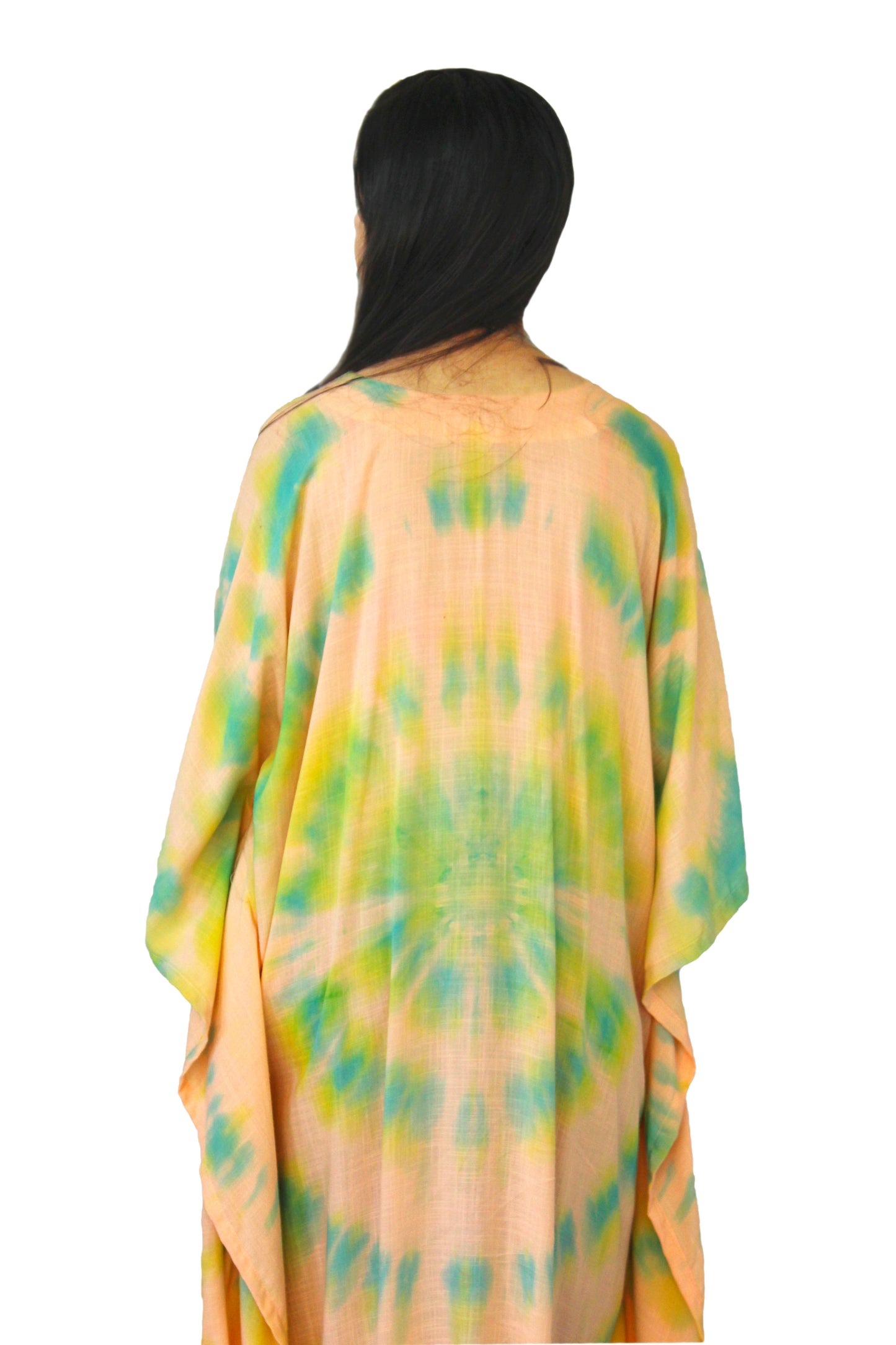 Tie & Dye Rayon Slub Kaftan/caftan Dress Peach color Boho Chic Fashionable Evening Comfortable Maternity