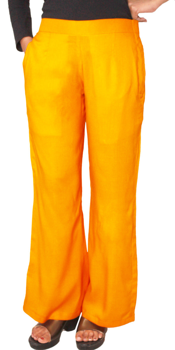 Sunset Yellow Bell Bottom Rayon Palazzo Pants