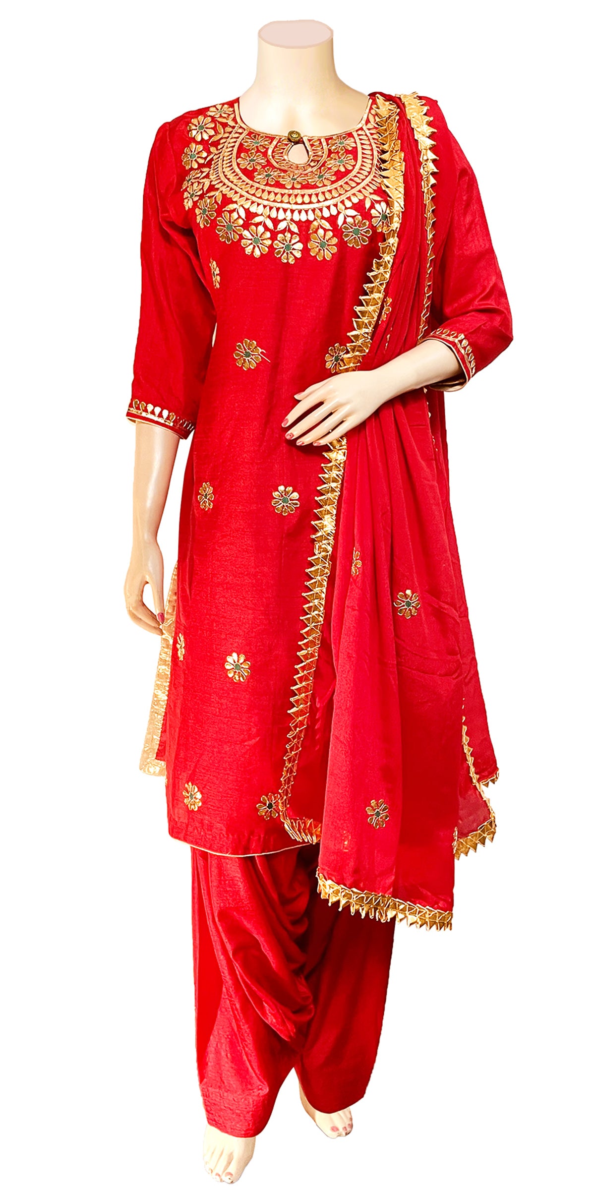 Red Salwar Suit, Golden Red Full Patiala salwar Kameez, Gota Patti Hand embroidery, Silk Salwar Kameez, Embroidered Salwar kameez, punjabi salwar suit, Indian Salwar suit for wedding, Partywear salwar suit, Bride to be Indian Dress
