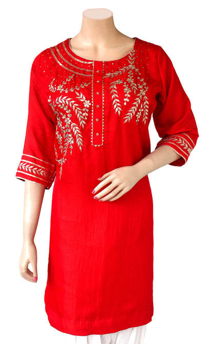 Red & White Color Rajasthani Traditional Gota Patti Hand Work Patiala Salwar Suit