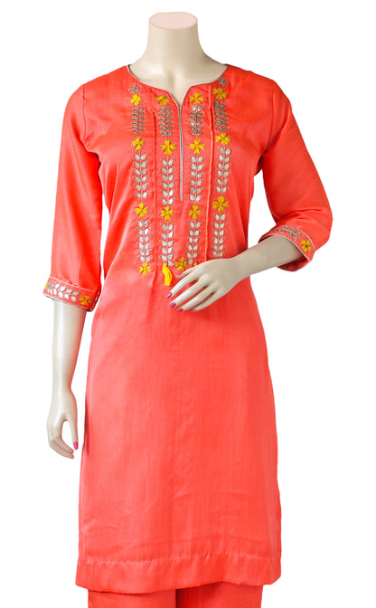 Orange & Yellow Color Rajasthani Traditional Gota Patti Hand Work Palazzo Dress with Dupatta