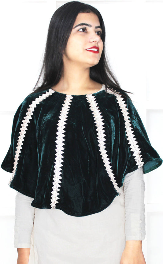 Green Velvet Designer Poncho Top