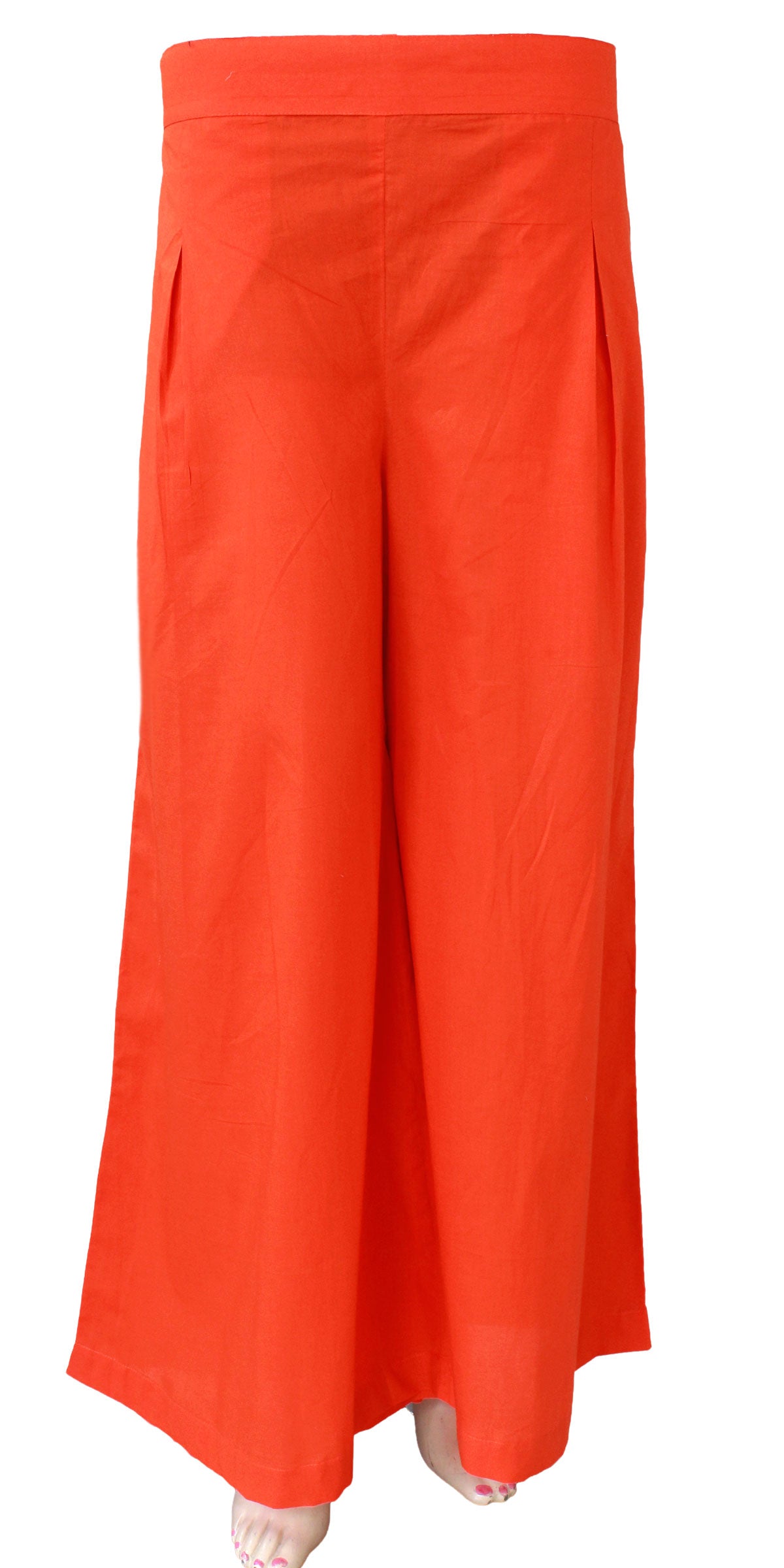 Orange Pure Voile flared Palazzo Pants Trouser BOHO Bell Bottom Fashion Soft Casual Elastic Waist Comfortable Stylish - AVP21262