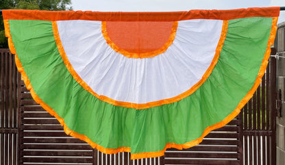 Patriotic Bunting Banner Indian Flag - 56”x 30” Pleated Fan Flag