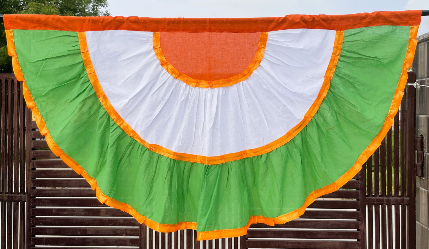 Patriotic Bunting Banner Indian Flag - 32”x 15” Pleated Fan Flag