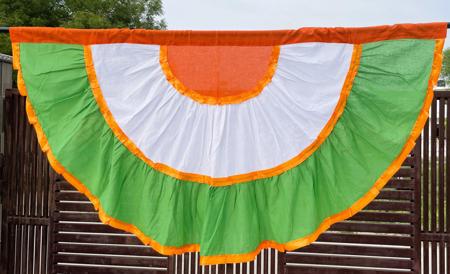 Patriotic Bunting Banner Indian Flag - 32”x 15” Pleated Fan Flag