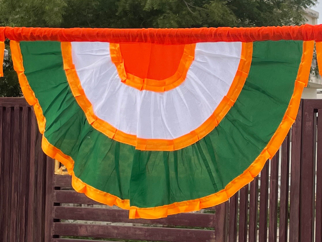 Patriotic Bunting Banner Indian Flag - 32”x 15” Pleated Fan Flag