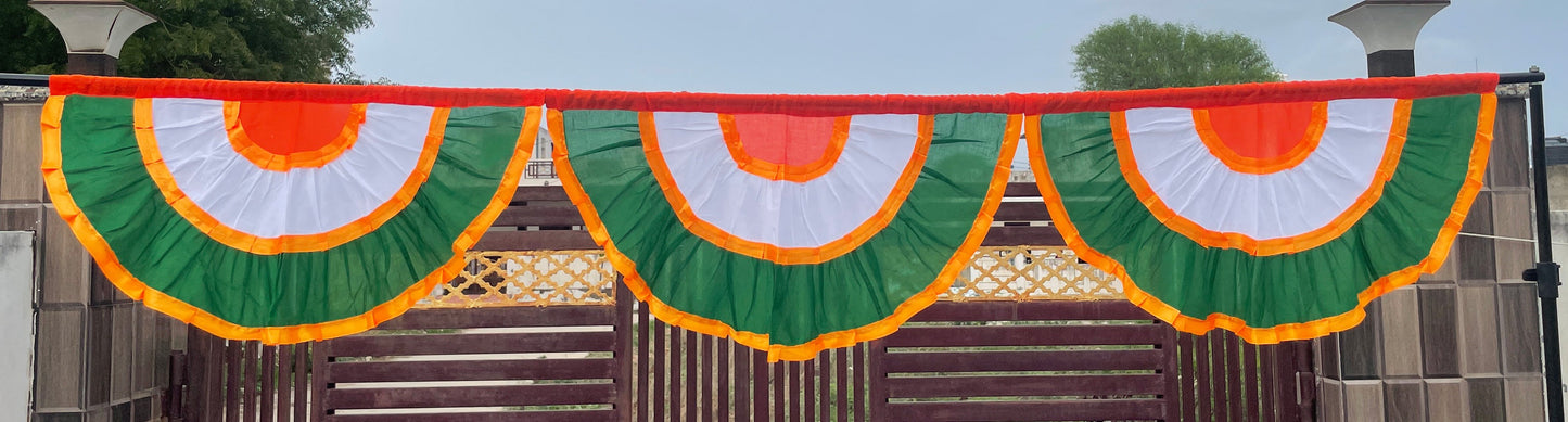 Patriotic Bunting Banner Indian Flag - 32”x 15” Pleated Fan Flag