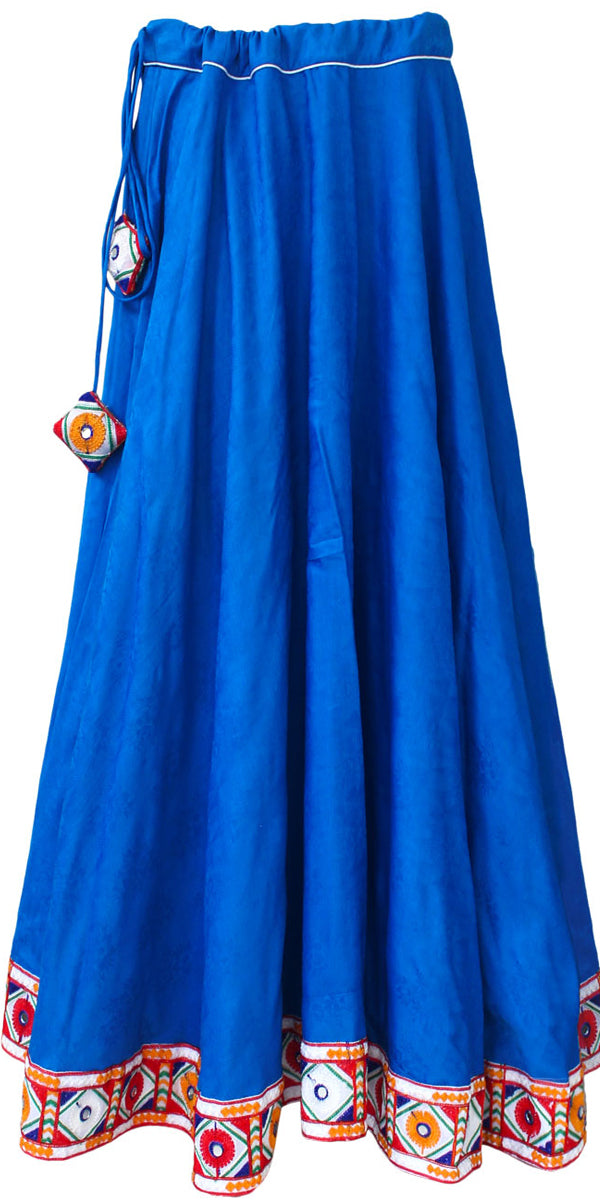 Royal blue Gujarati Lehenga Skirt Maxi Festive Indian Gujarati Embroidery Long Flaring Drawstring Party Ethnic Traditional - ACS21271