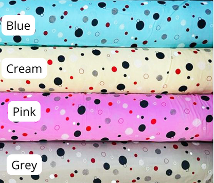 Multicolor Polka Dot Print on Rayon Fabric by the yard