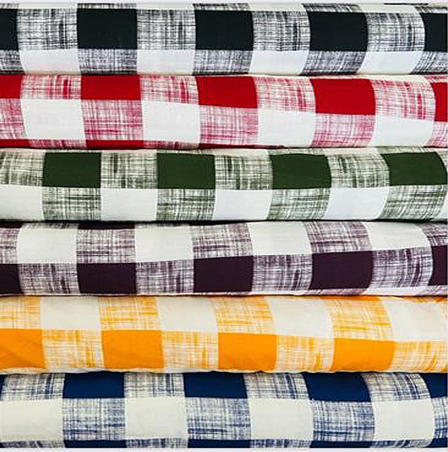Big Check Prints in Rayon Fabric by the Yard