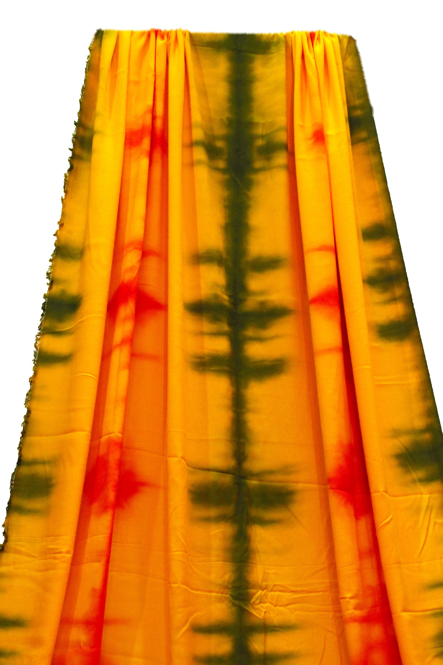 Yellow, Red & Green Tie Dye Rayon Soft Hand tie dyed Rayon Fabric Stitching Draping Yard Cloth Soft Cool BOHO DIY
