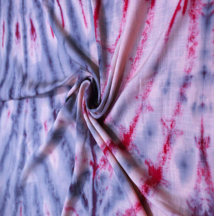 Peach, Blue & Red Tie Dye Rayon Soft Hand tie dyed Rayon Slub Fabric Stitching Draping Yard Cloth Soft Cool BOHO DIY
