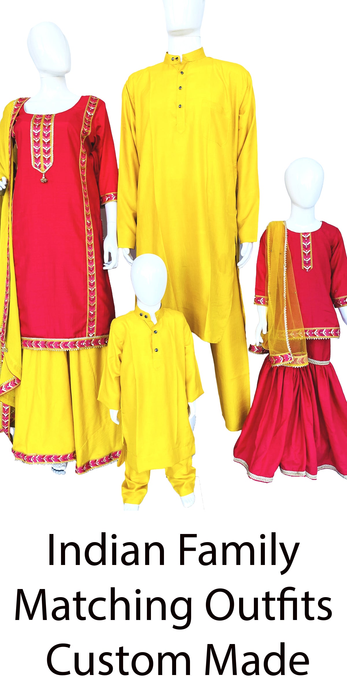 Yellow and Pink Family Matching Outfit Palazzo suit and Kurta Pajama