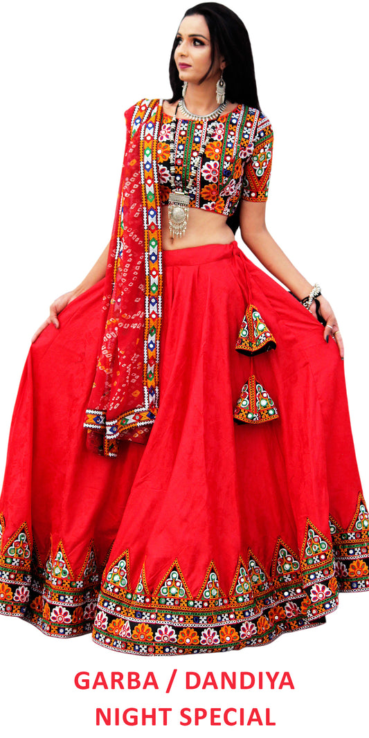 Red Gujarati Chaniya/Lehenga Choli