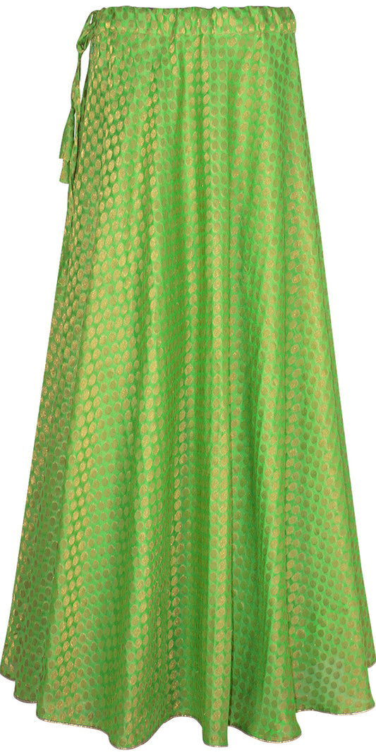 Green Polka Dot Banarasi Lehenga Skirt