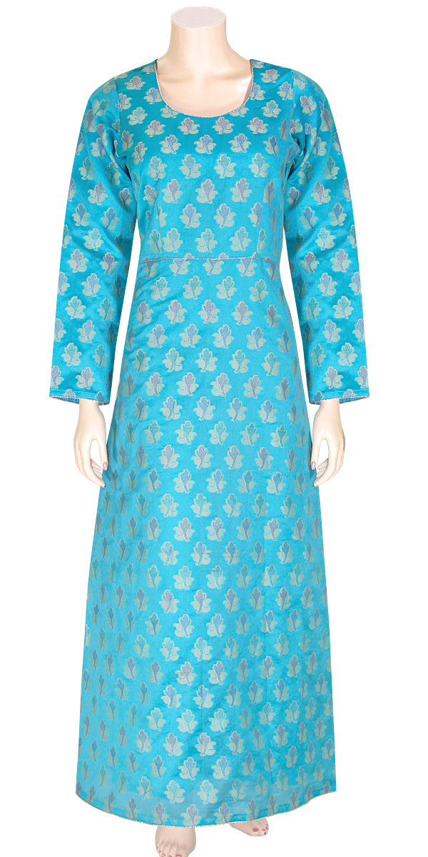 Blue Banarasi Silk Flared Dress