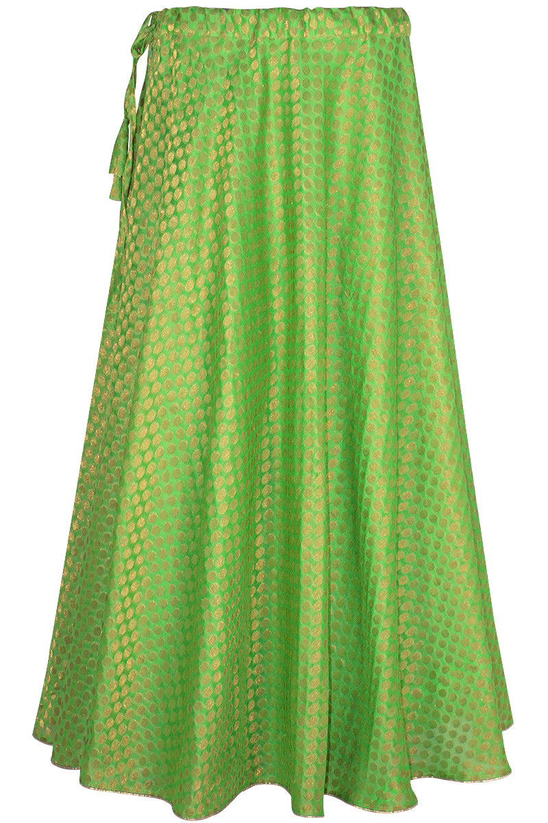 Green Polka Dot Banarasi Lehenga Skirt