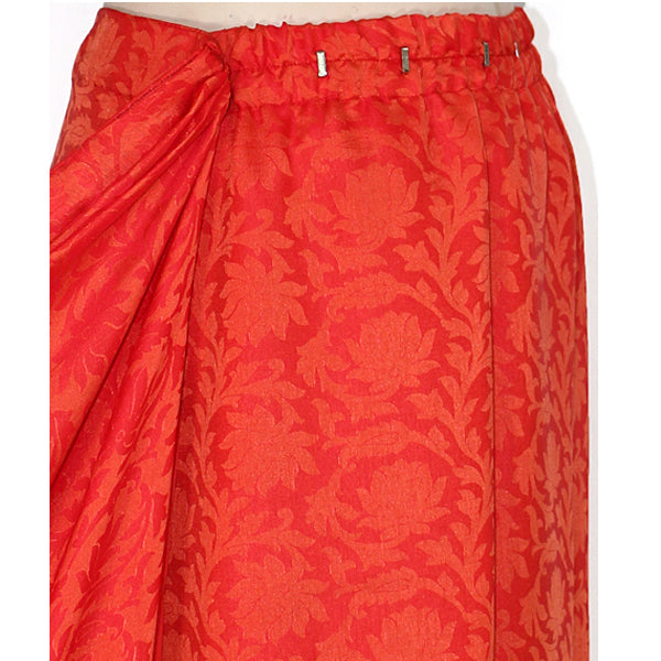 Pre-Stitched Red Viscose Silk Sari with Crochet Border