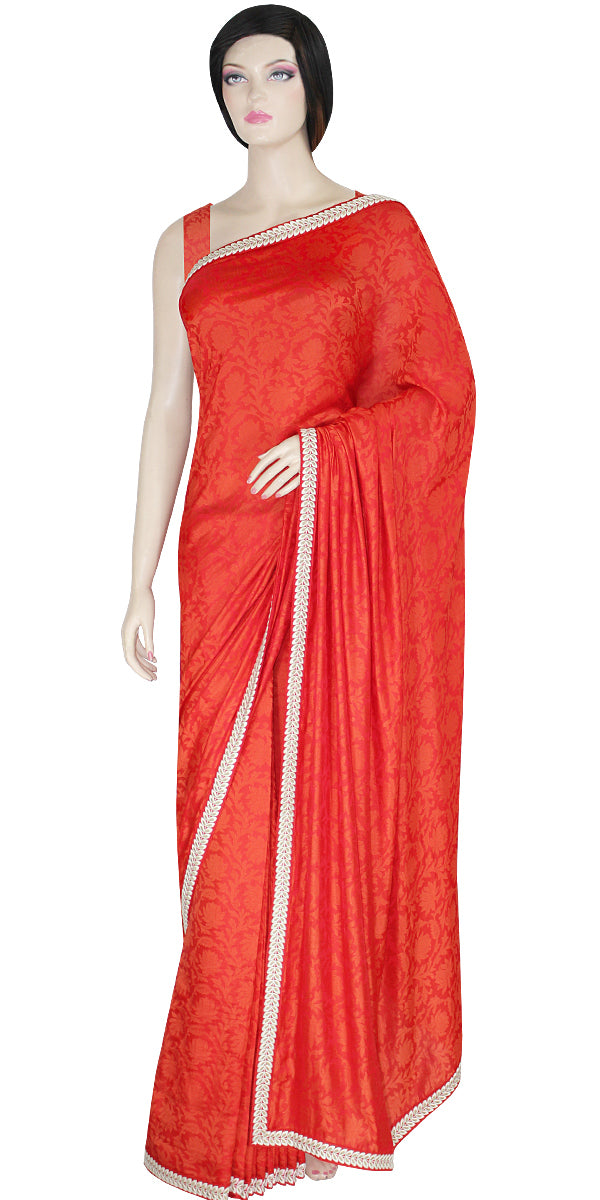 Bridal Saree,Red Saree with Golden Border, Red Saree, Heavy embroidered saree, Red Wedding saree, Red partywear Saree, Floral saree, Indian Saree, Indian Ethnic saree, Indian Partywear, Indian Silk Sari, Designer Sari