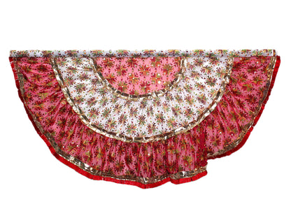 White and Pink Color Phulkari Embroidered Traditional Decor Fan