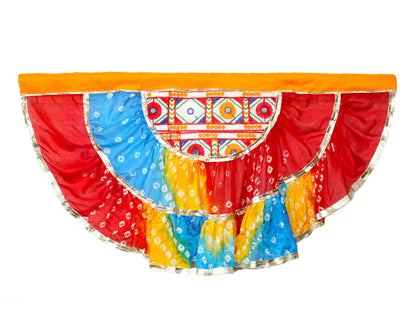 Jaipuri Bandhani Print Traditional Decor Fan with Gujarati embroidery work