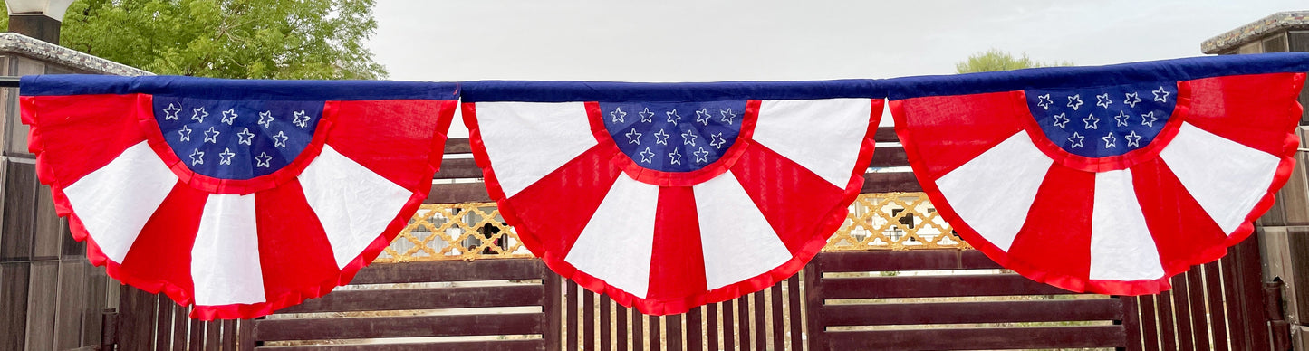 Patriotic Bunting Banner American Flag - 30”x 15” Pleated Fan Flag Decor