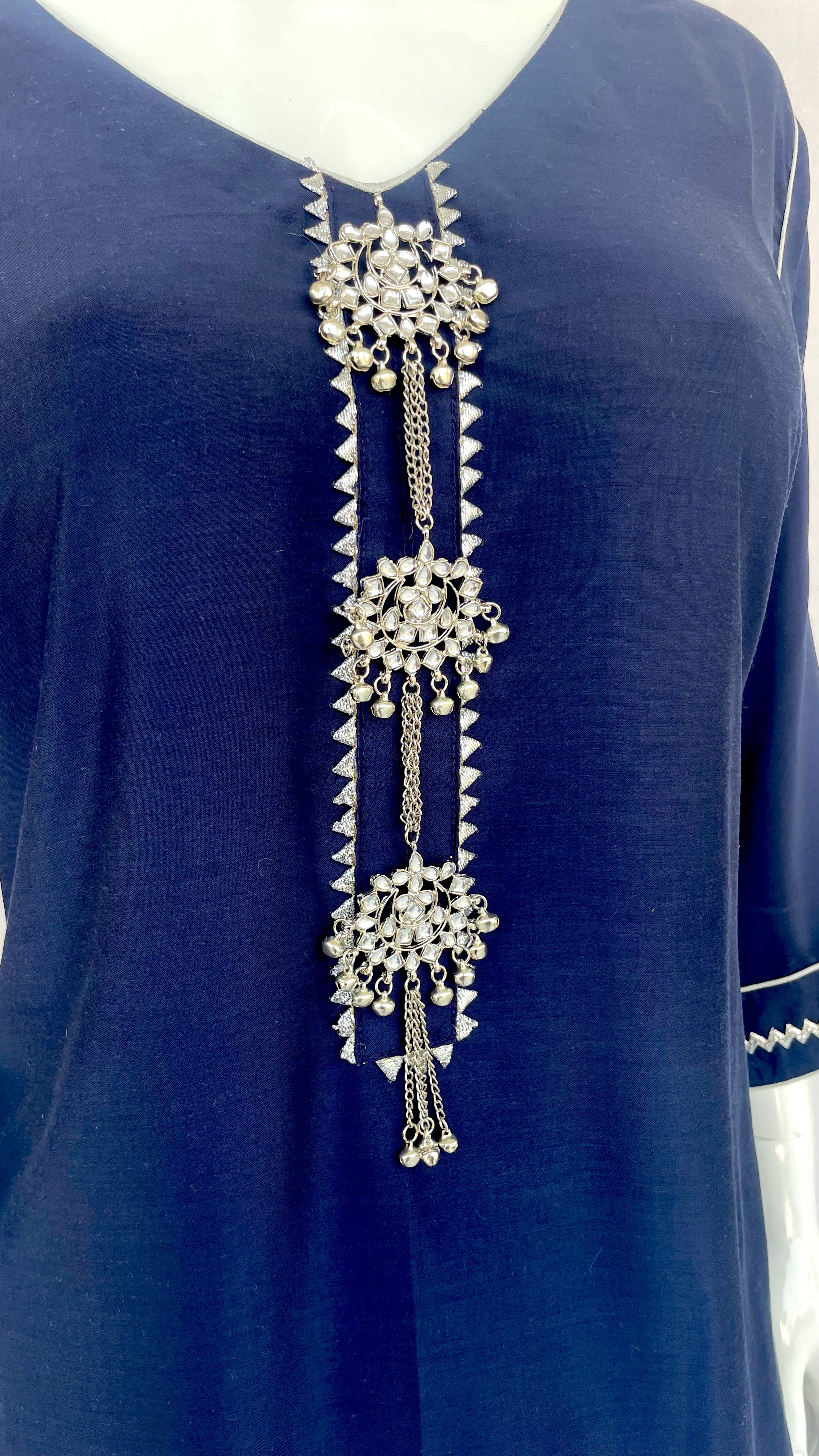 Embroidered Cotton Punjabi Suit in Royal Blue : KCH9308