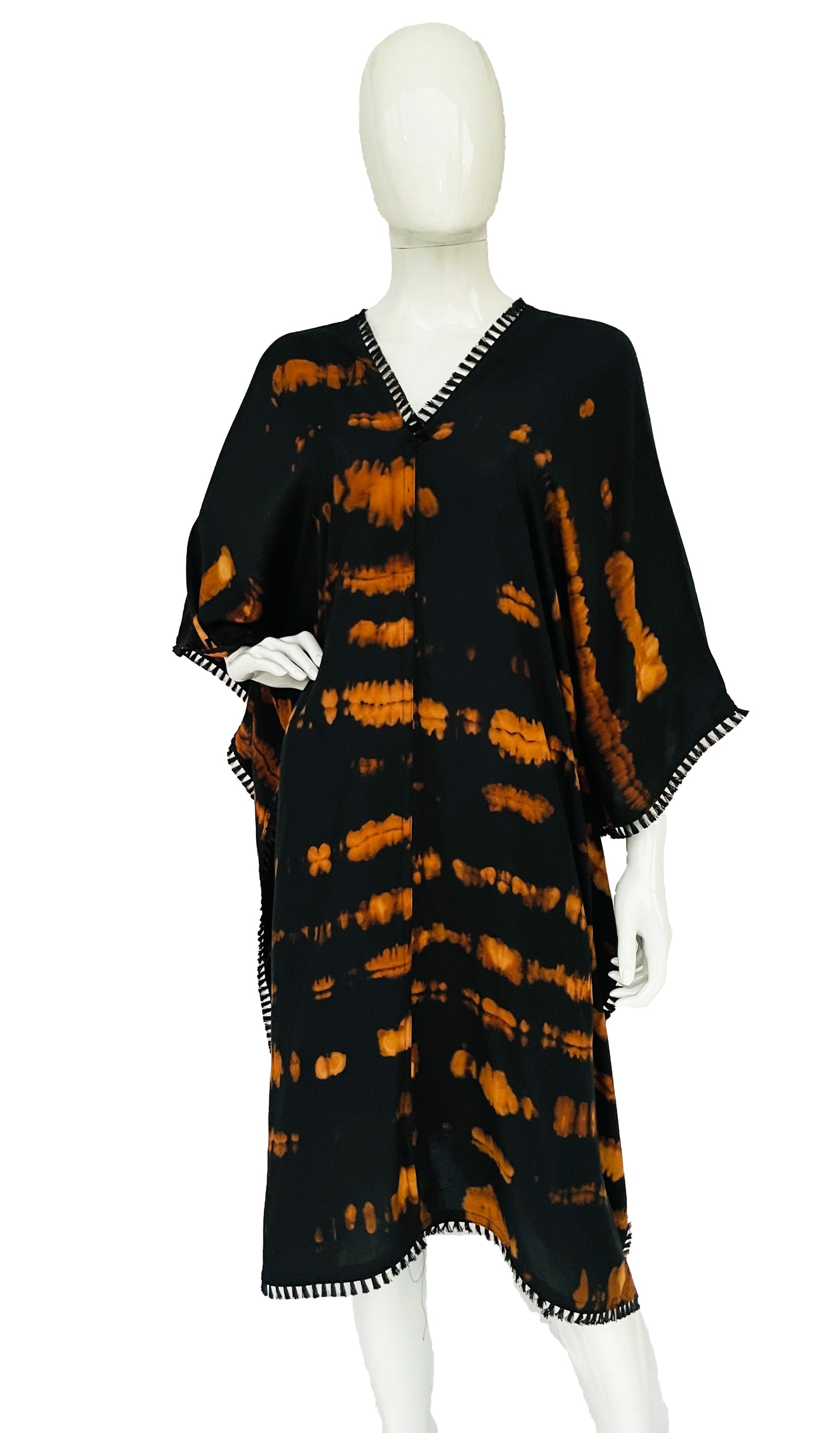 Black Tie dye Knee Length Rayon Kaftan