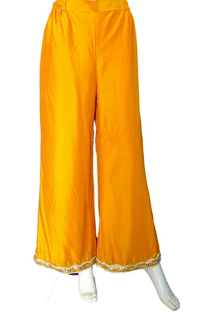 Mustard Yellow Flared Muslin Palazzo Suit