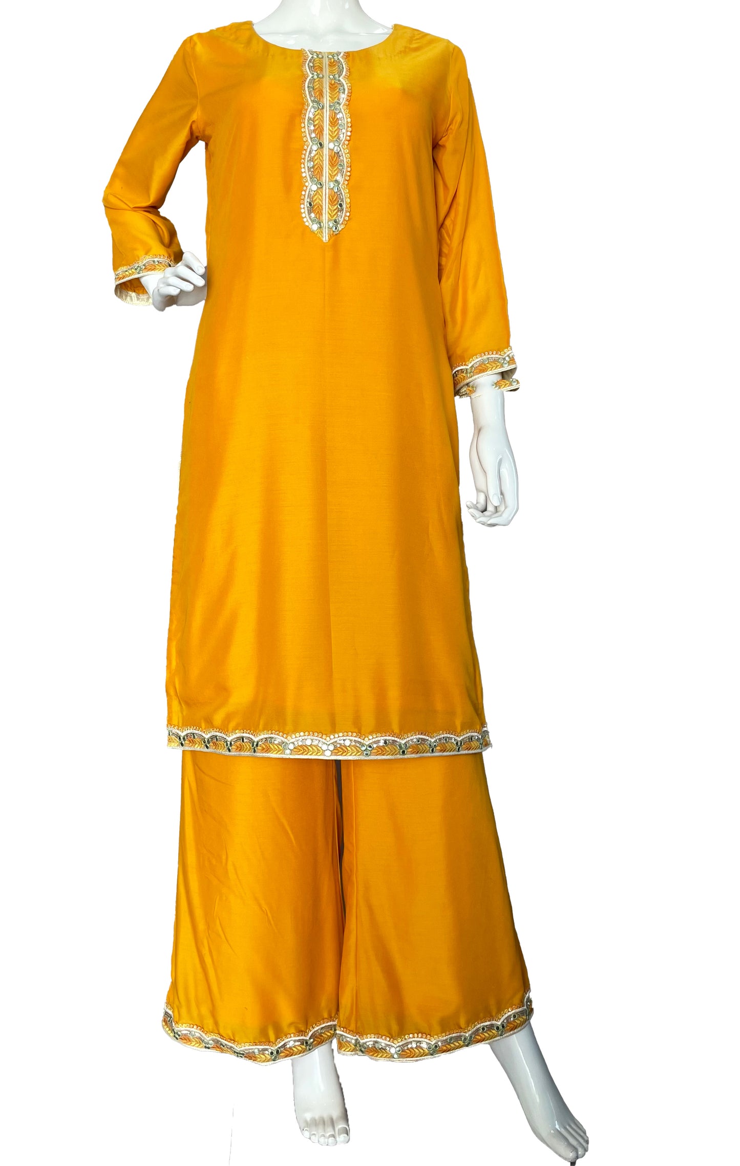 Mustard Yellow Flared Muslin Palazzo Suit