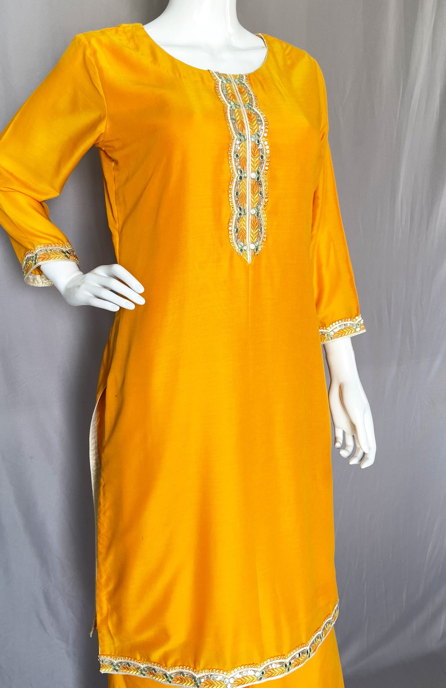 Mustard Yellow Flared Muslin Palazzo Suit