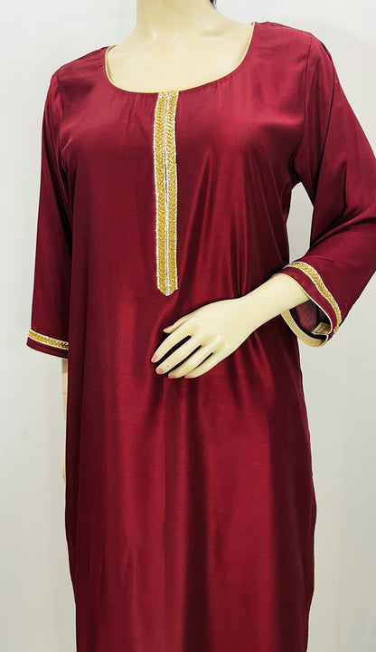 Maroon Golden Pant suit with Kurta Top and Dupatta with border