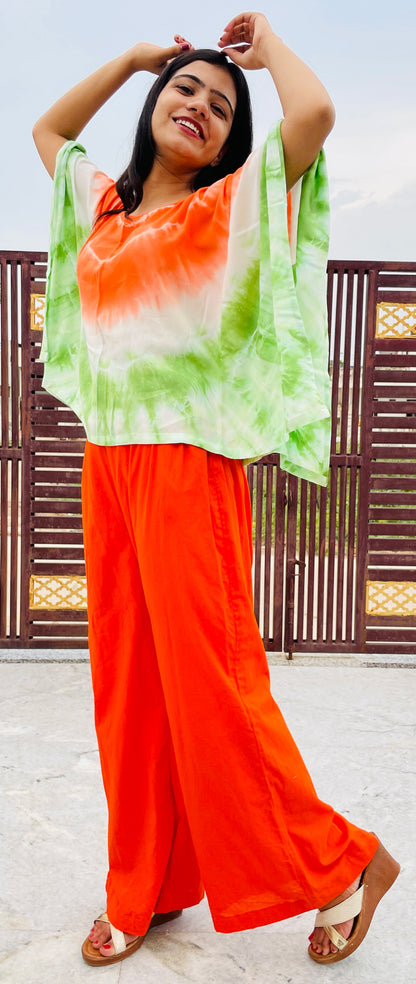 Tie Dye Rayon Kaftan Top, Tricolor Top, Rayon Top