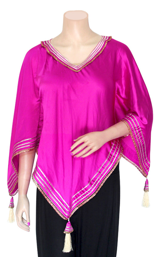 Magenta Silky Poncho Top