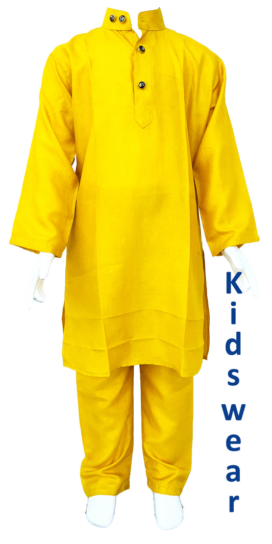 Silk Kurta Pajama for Kids, Yellow Kurta pajama for boy, Indian Ethnic wear for kids, Pooja wear for kids, Indian wedding wear for kids, Boys Clothing for Indian Function, Kids wear for Indian Festival, Diwali Cloth for kids