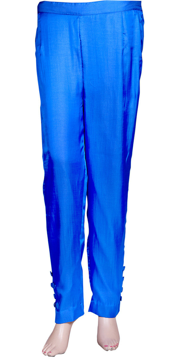Blue Viscose  Silk Skinny Pants/Trousers