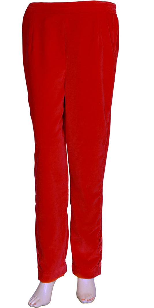 Red Velvet Skinny Fit Pants, Skinny Trousers