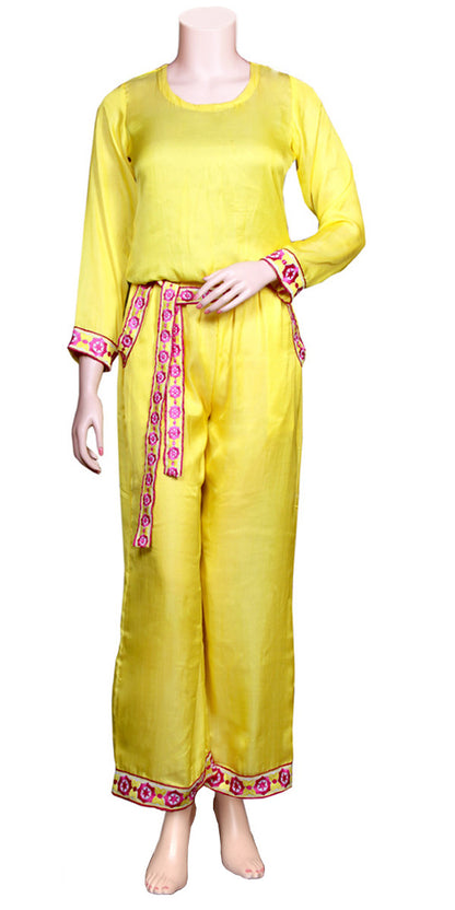 Yellow Silk Long Jumpsuit