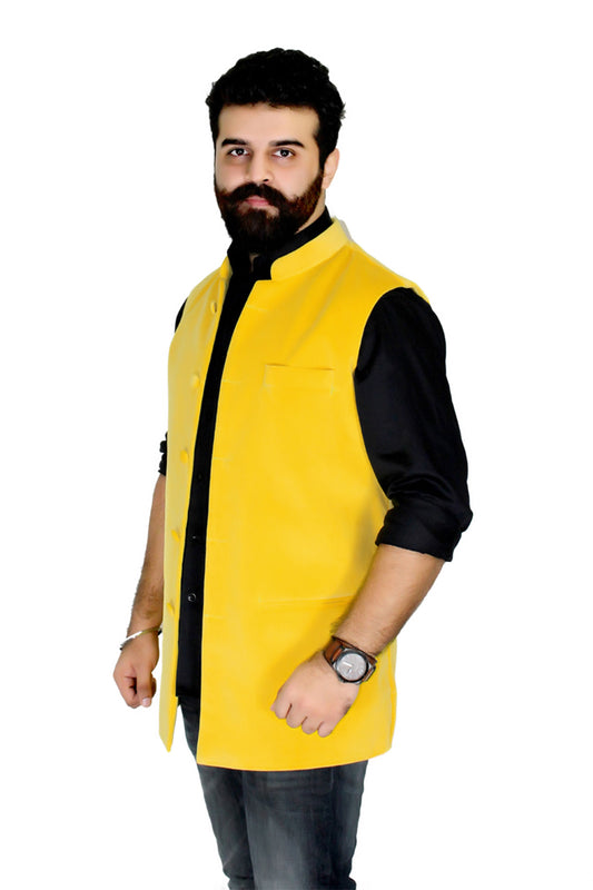 Yellow Cotton Velvet Men's Jacket