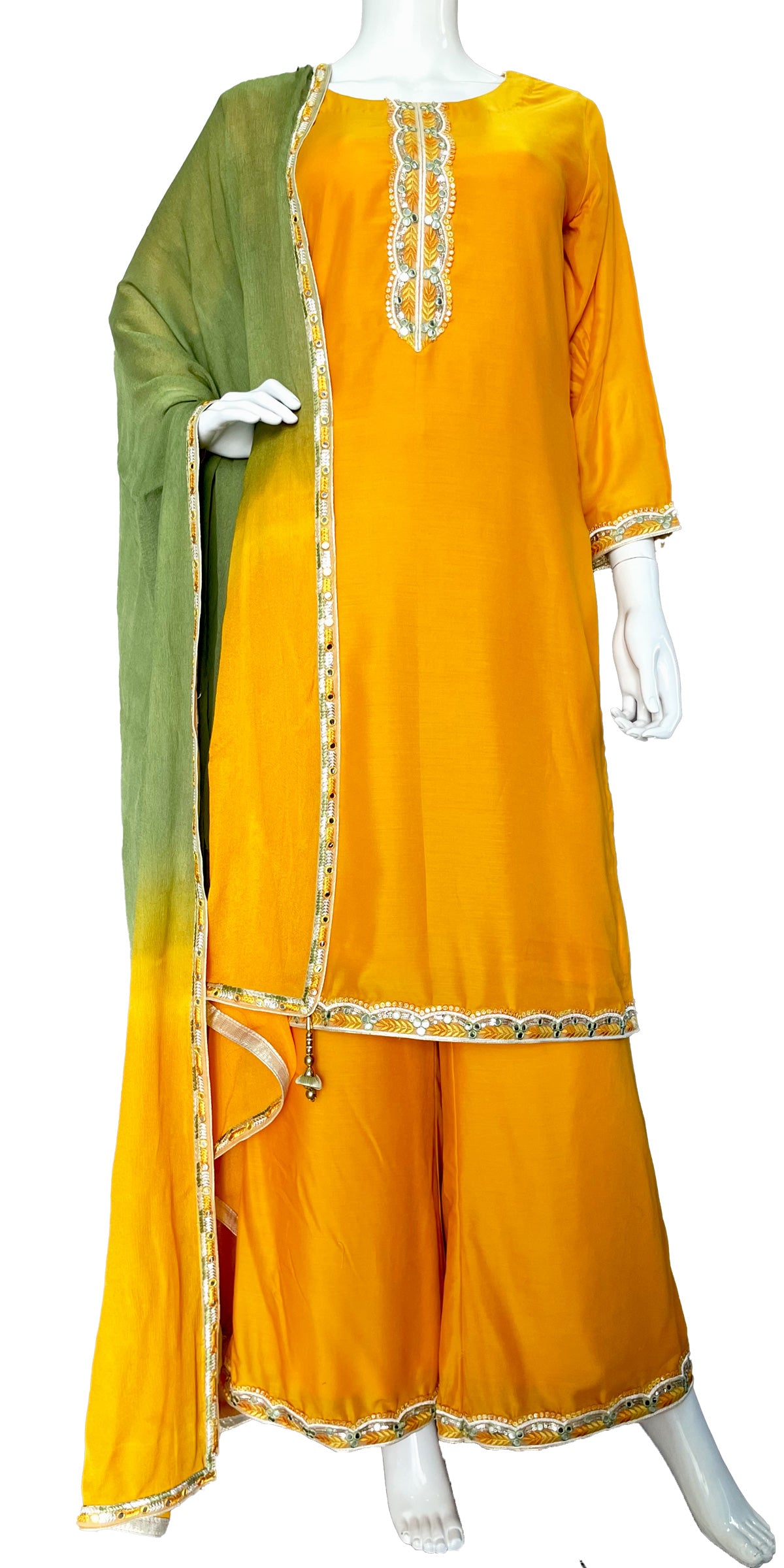 Mustard Yellow Flared Muslin Palazzo Suit