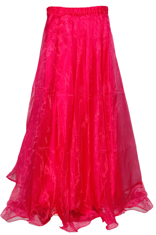 Pink Viscose Silk & Net Maxi Skirt