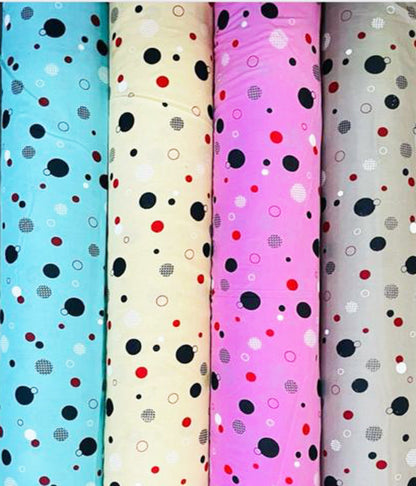 Multicolor Polka Dot Print on Rayon Fabric by the yard