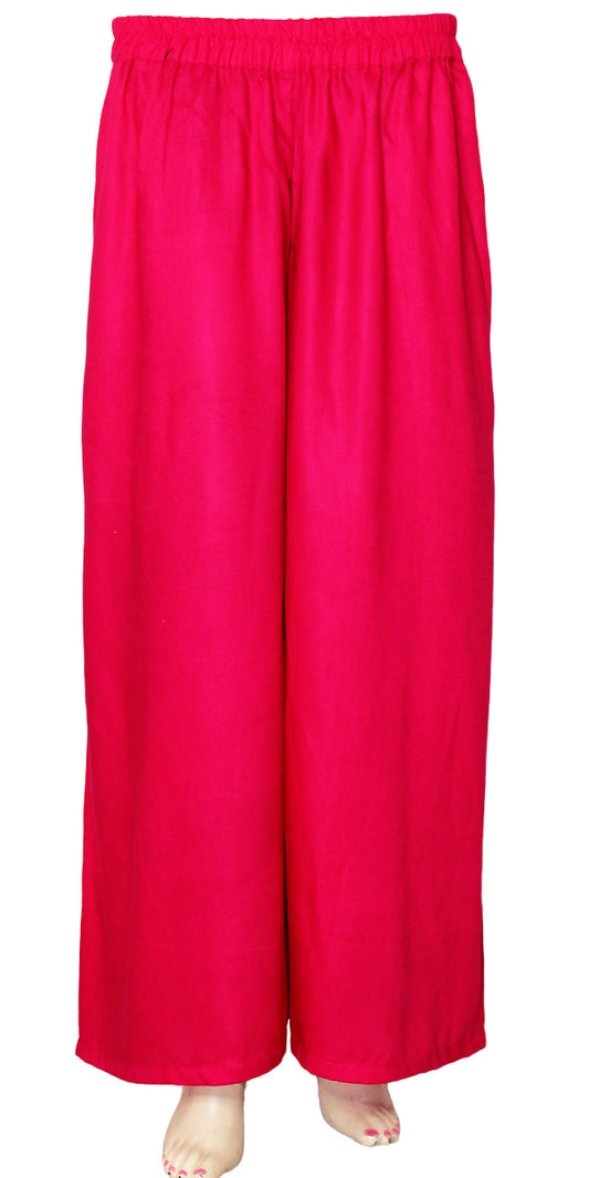 Hot Pink Rayon Palazzo Pants/Trousers