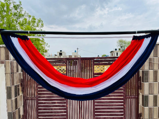 Red Bunting Drape, Blue Striped Patriotic Bunting Swag. White Star Bunting Banner, 4th July Garden Decor, Porch Decor, Independence Day Decor