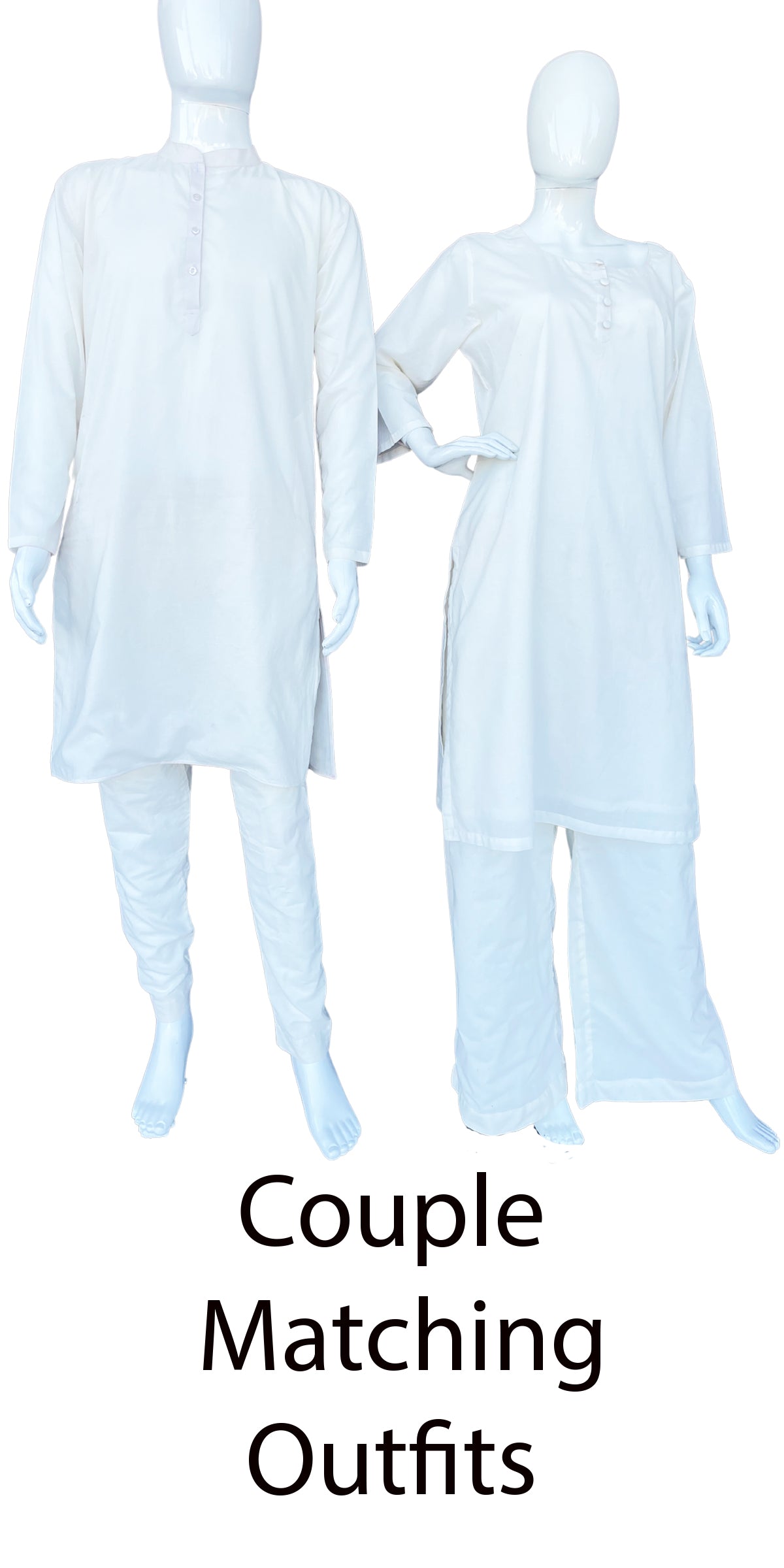 White Holi Special Couple Matching Outfit Palazzo suit and Kurta Pajama