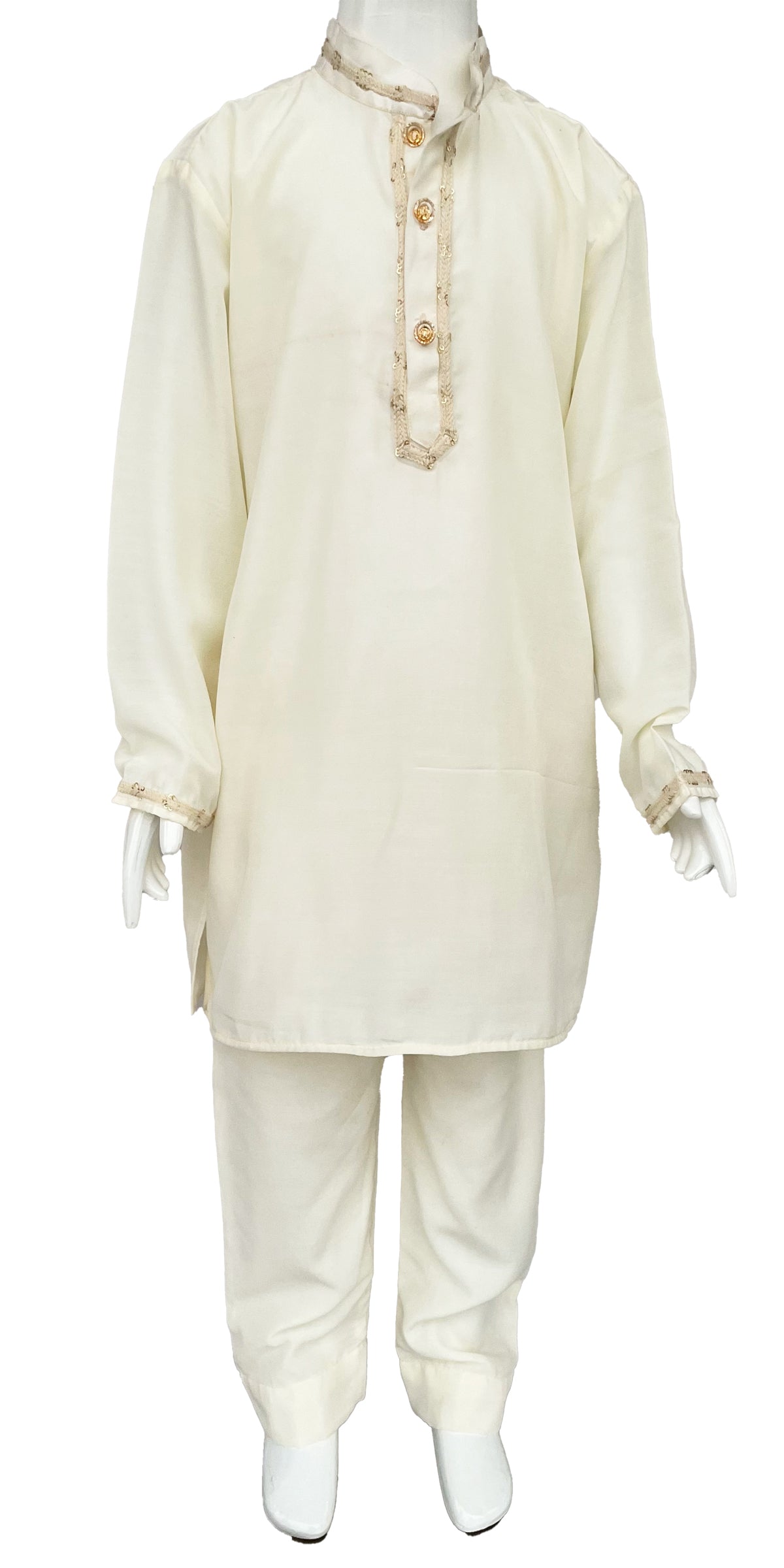 Off White Kurta Pajama with Jacket for Boys, with Hand Embroidery Indian Ethnic kids wear, Indian Boys Wear