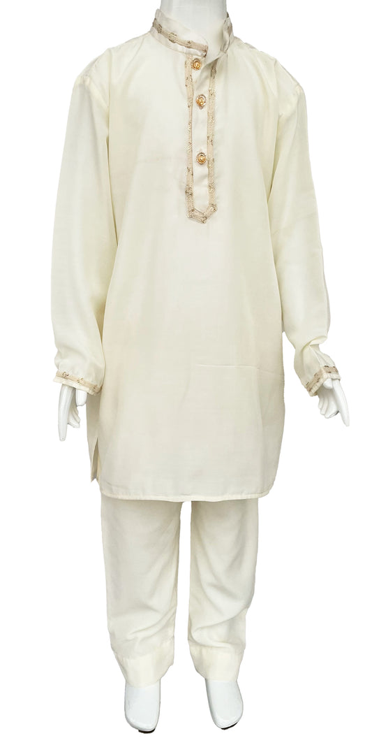 Off White Kurta Pajama for Boys, with Hand Embroidery Indian Ethnic kids wear, Indian Boys Wear