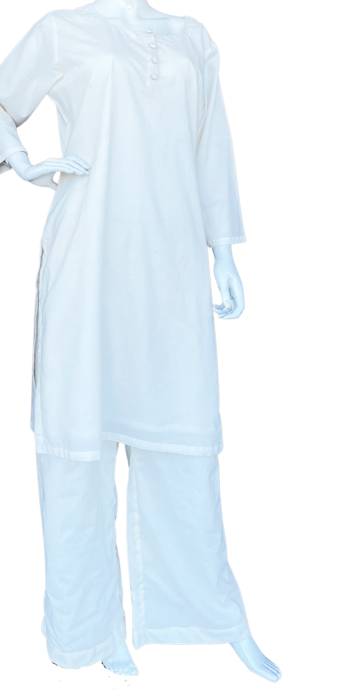 White Holi Special Couple Matching Outfit Palazzo suit and Kurta Pajama